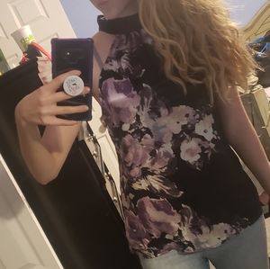 A purple floral shirt